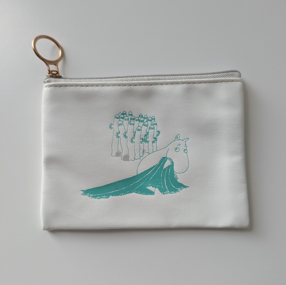 Moomin Snufkin White & Teal Zipper Pouch, Small Coin Purse (New Without Tag)